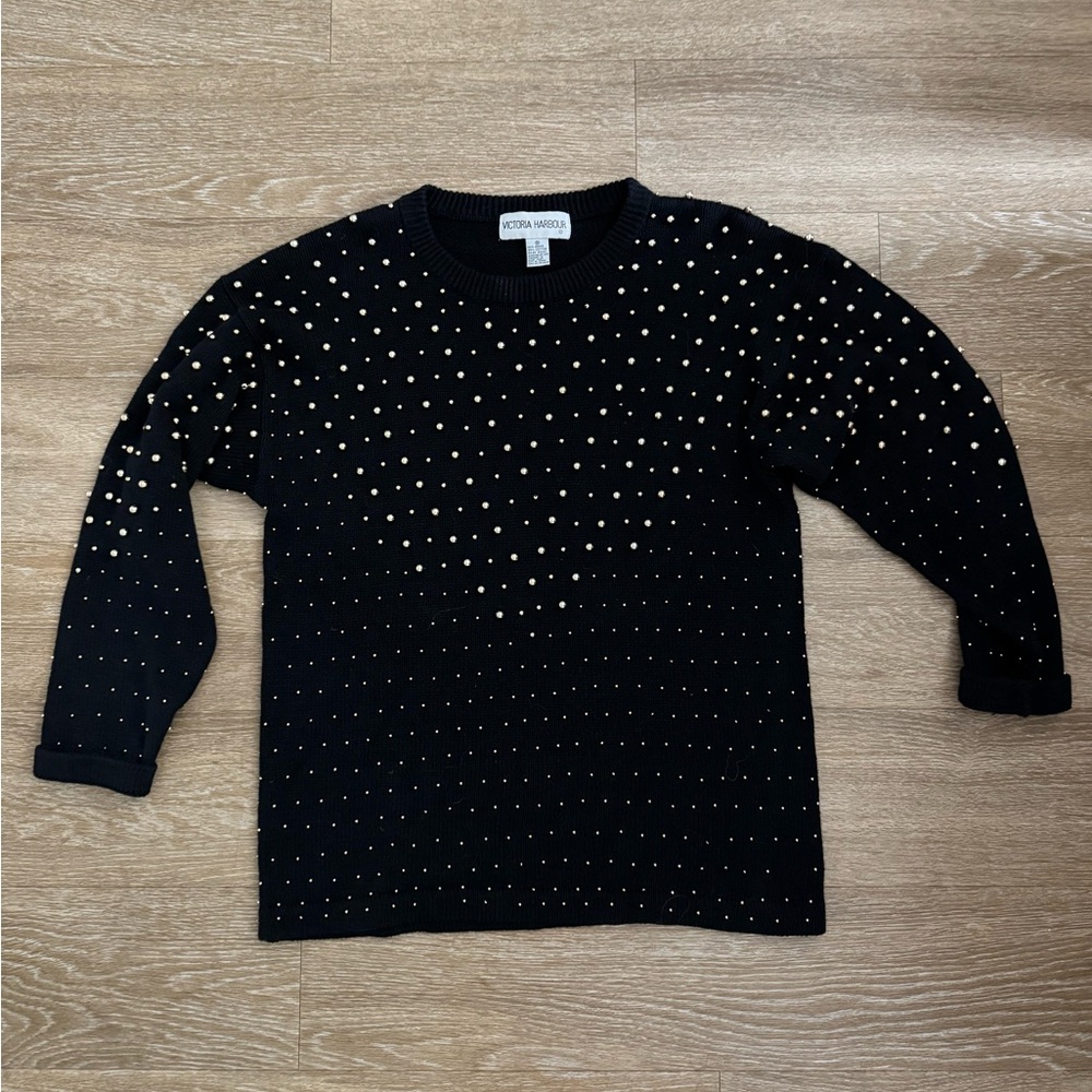Gold beaded black sweater
